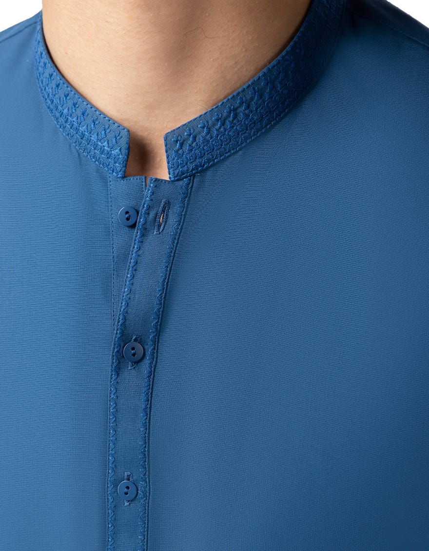BLUE SEMI-FORMAL KAMEEZ SHALWAR