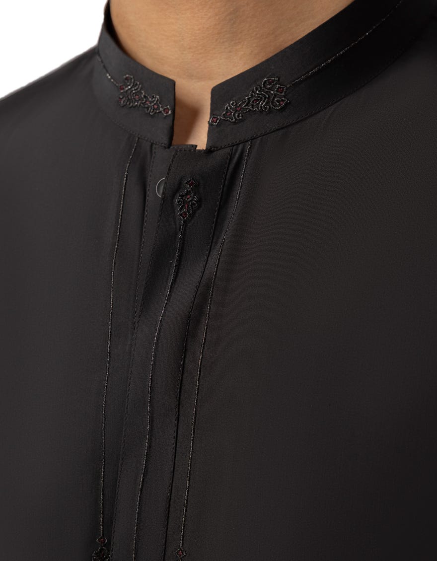BLACK SEMI-FORMAL KURTA TROUSERS