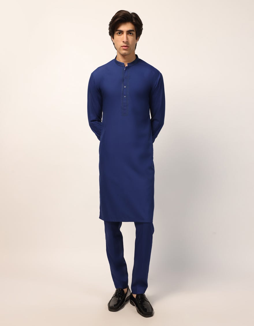 BLUE SEMI-FORMAL KURTA TROUSERS