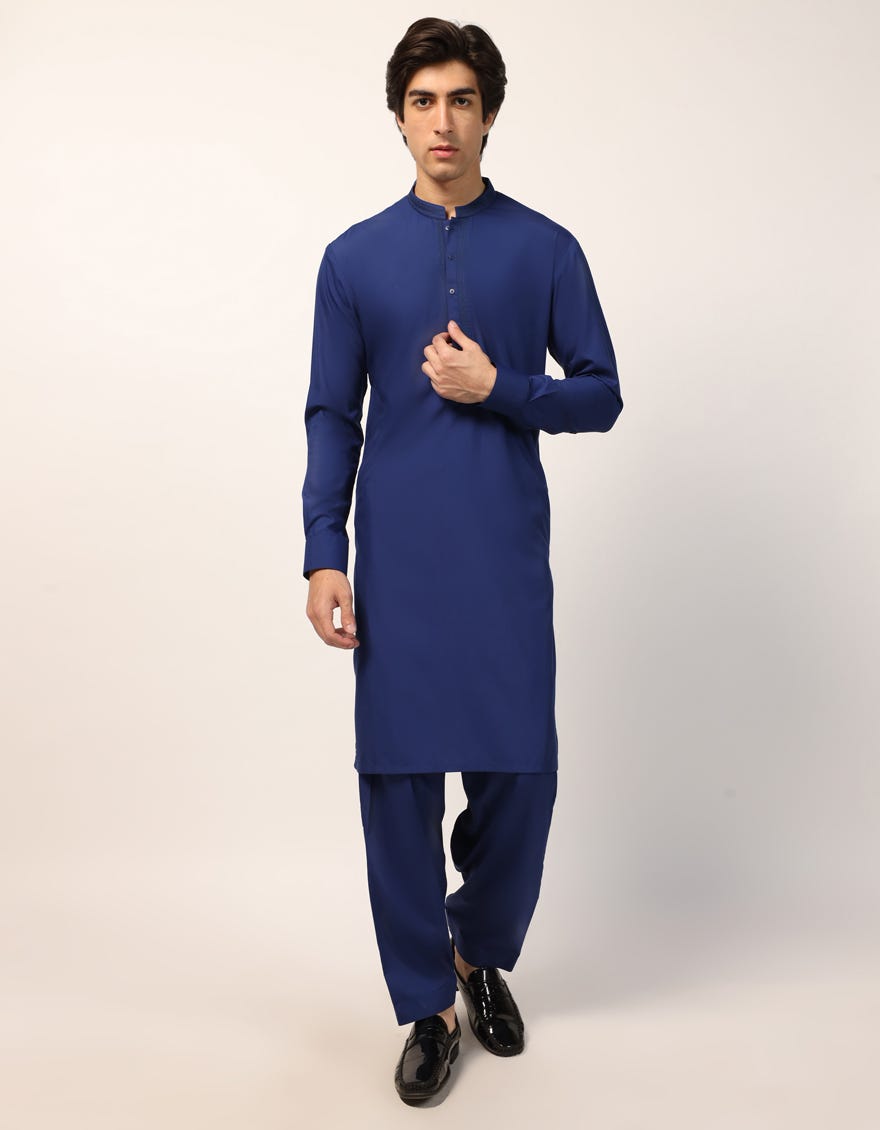 BLUE SEMI-FORMAL KAMEEZ SHALWAR