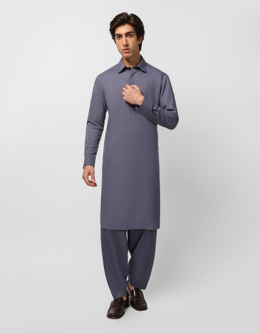 DARK GREY CASUAL KAMEEZ SHALWAR