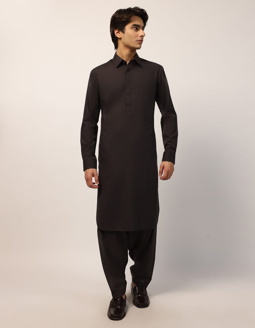 DEEP BROWN CASUAL KAMEEZ SHALWAR