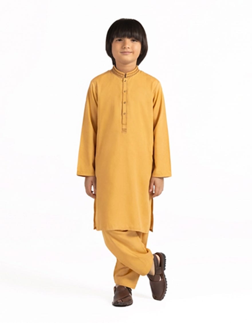 YELLOW SEMI-FORMAL KAMEEZ SHALWAR