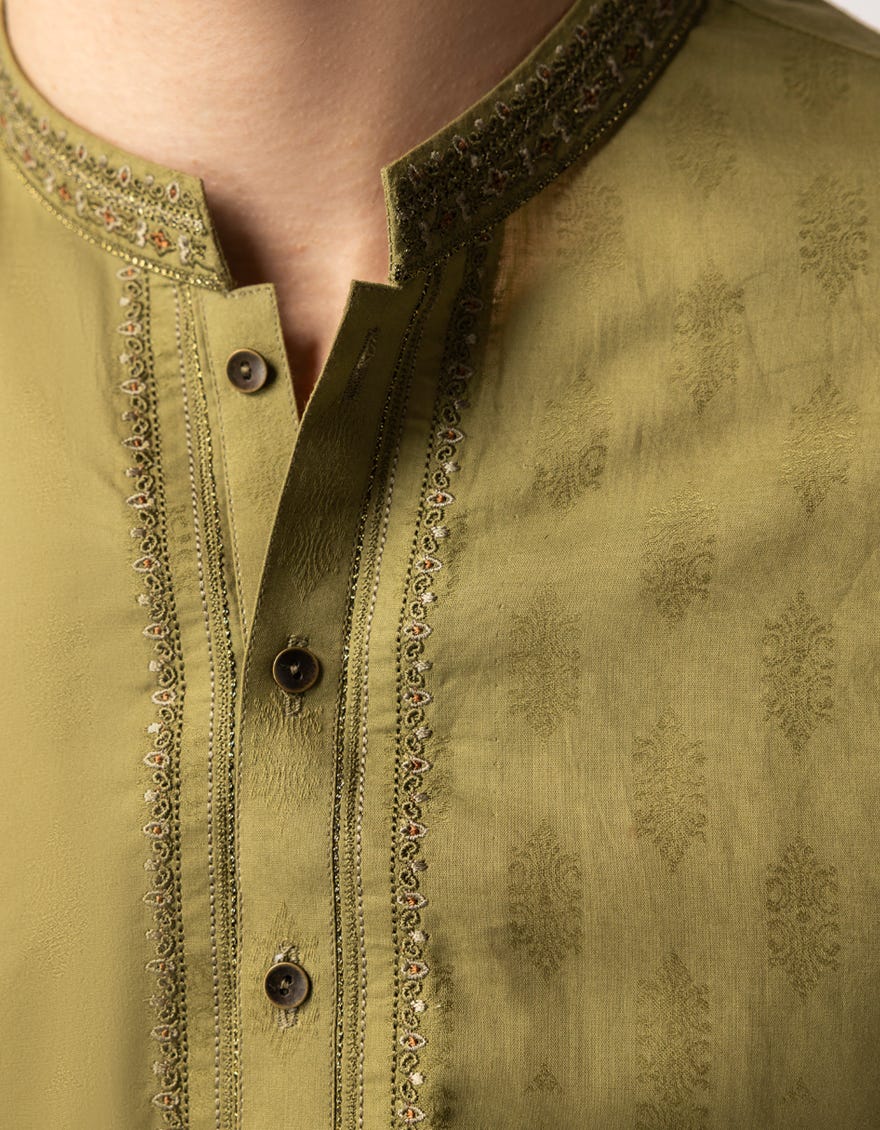 MEHNDI GREEN COTTON CASUAL KURTA