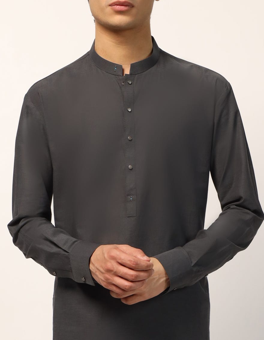 GREY COTTON CASUAL KURTA TROUSERS