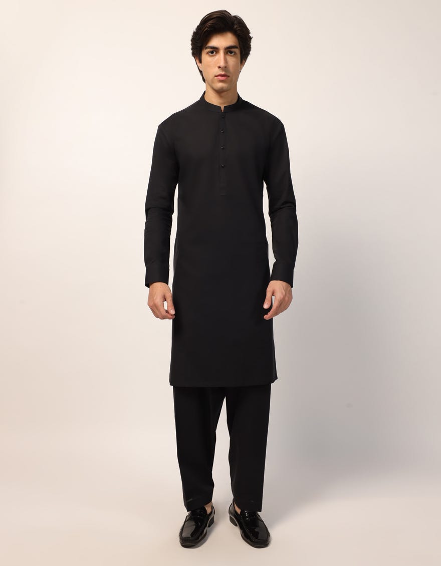 BLACK COTTON CASUAL KAMEEZ SHALWAR