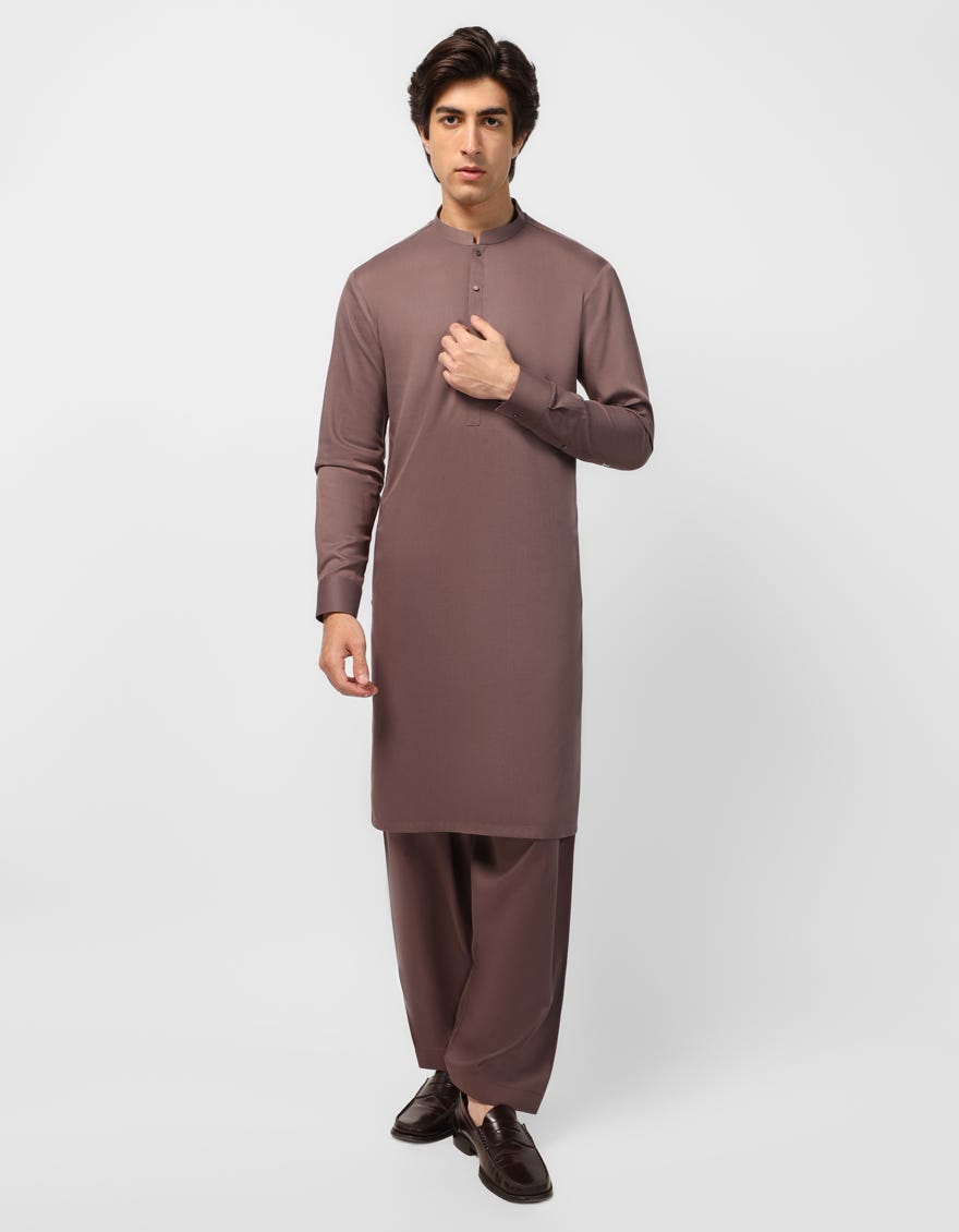 BROWN PLAIN KAMEEZ SHALWAR