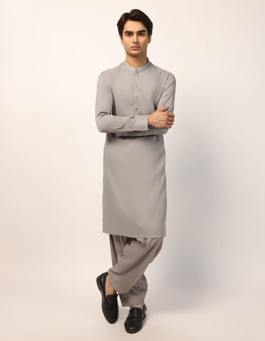 GREY PLAIN KAMEEZ SHALWAR