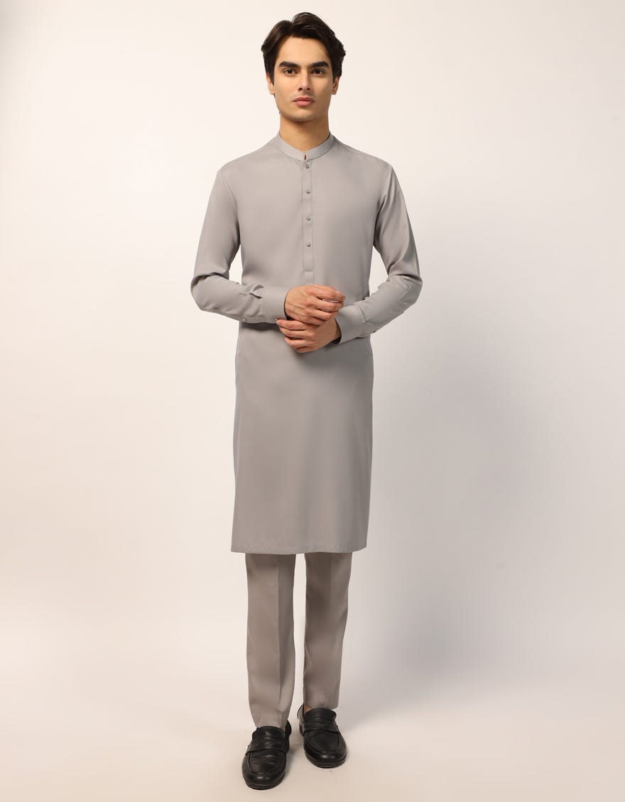 GREY PLAIN KURTA TROUSERS