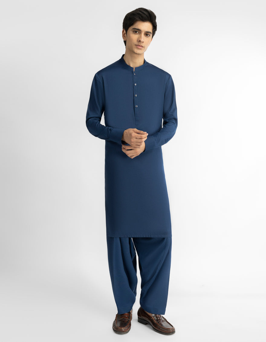 NAVY BLUE PLAIN KAMEEZ SHALWAR