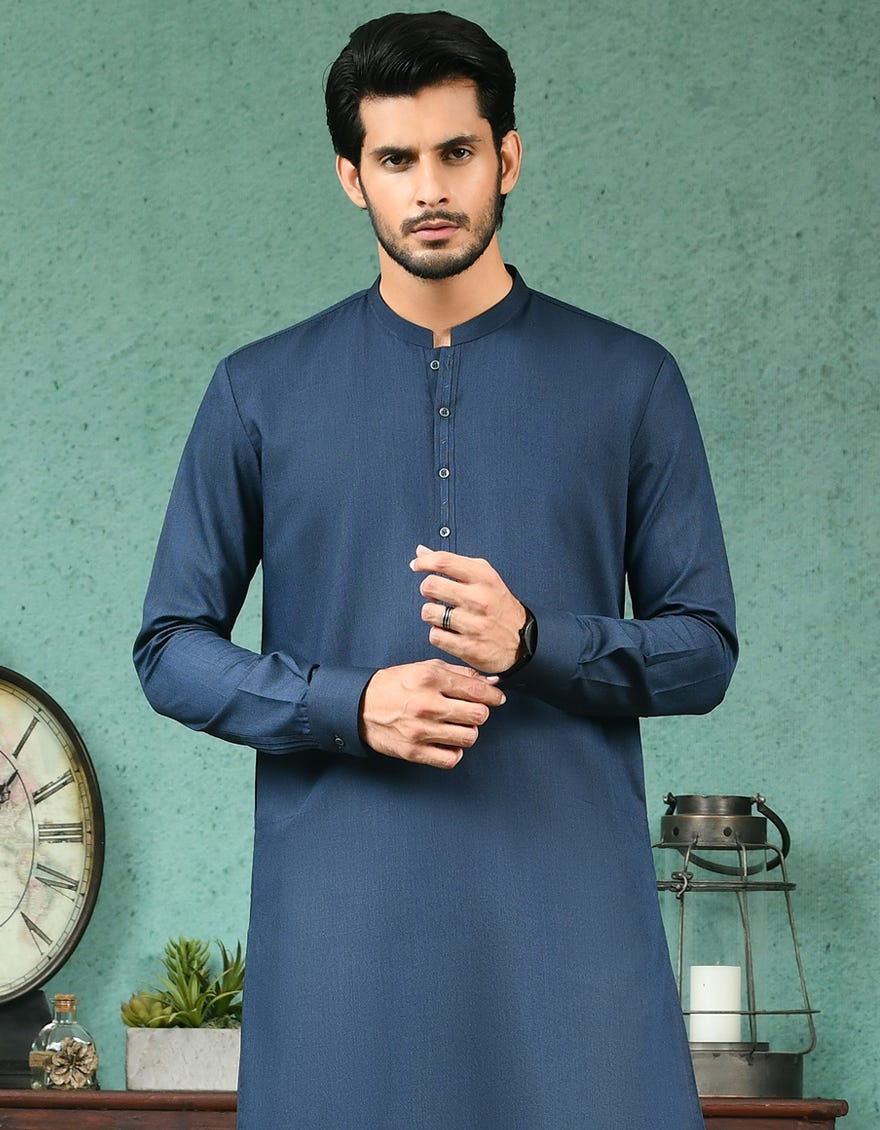 BLUE BLENDED KAMEEZ SHALWAR | JJKS-A-42266