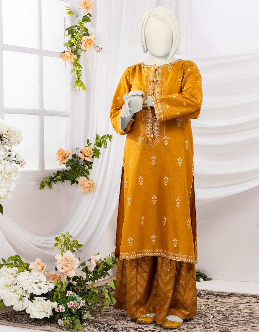 Mustard Lawn 2 Piece Stitched Dress | Jgk-S-Ygtl-429-24