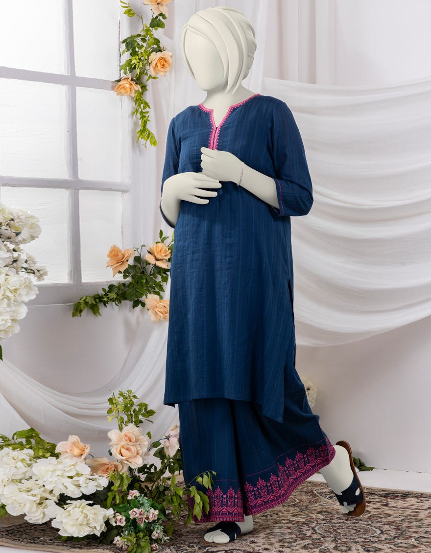 Blue Textured 2 Piece Stitched Dress | Jgk-S-Ygtl-431-24