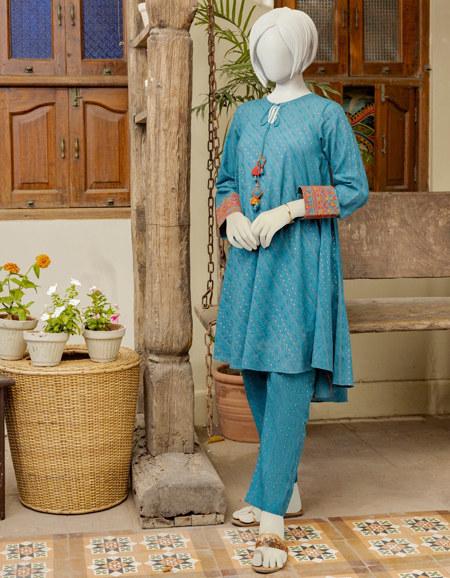 Teal Blue Dooriya Teens 2 Piece Stitched | Jgk-S-Ygtl-433-23