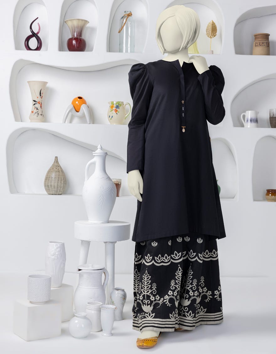 Black Lawn 2 Piece Stitched Dress | Jgk-S-Ygtl-435-24