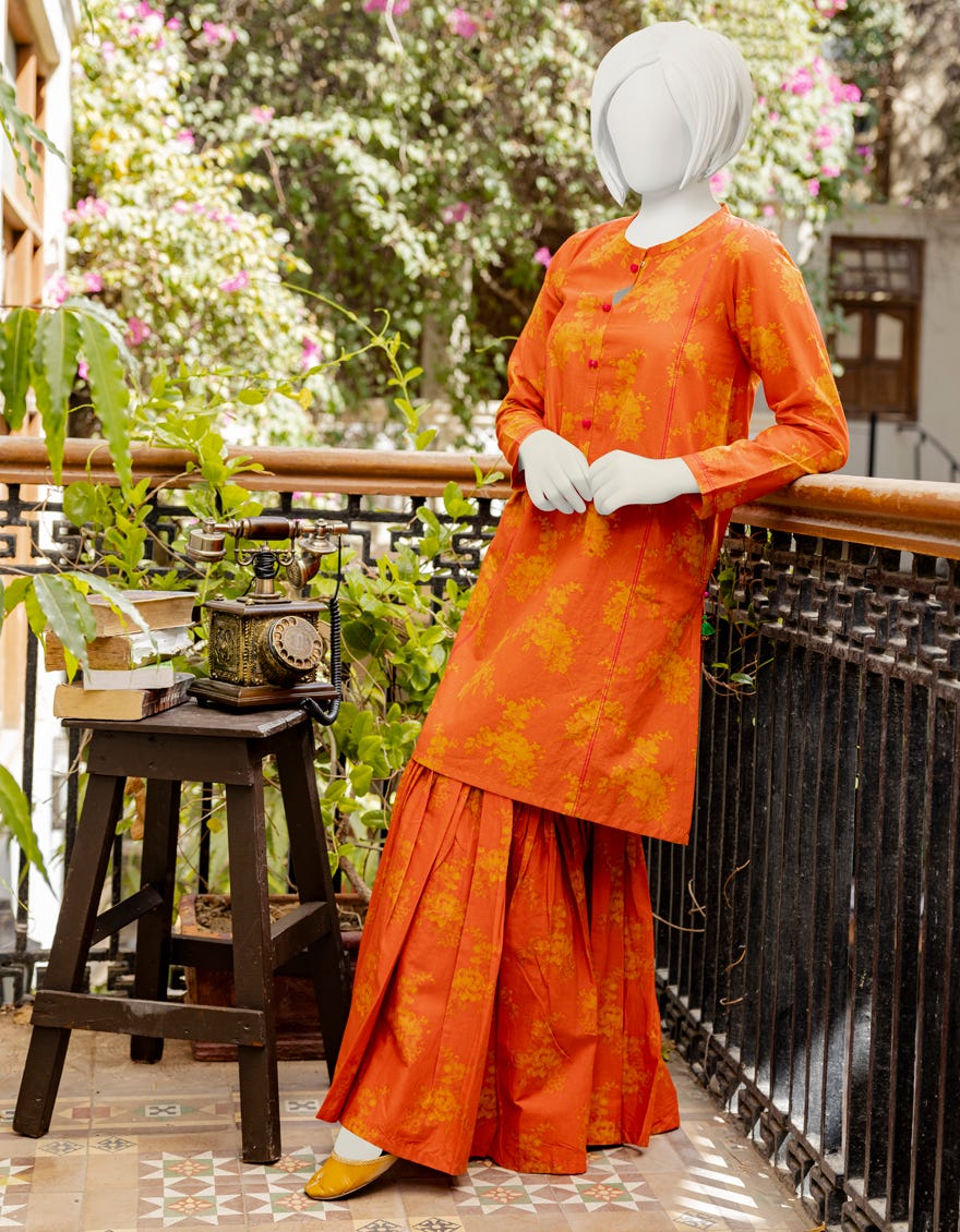 Orange Lawn Teens 2 Piece Stitched | Jgk-S-Ygtl-439-23
