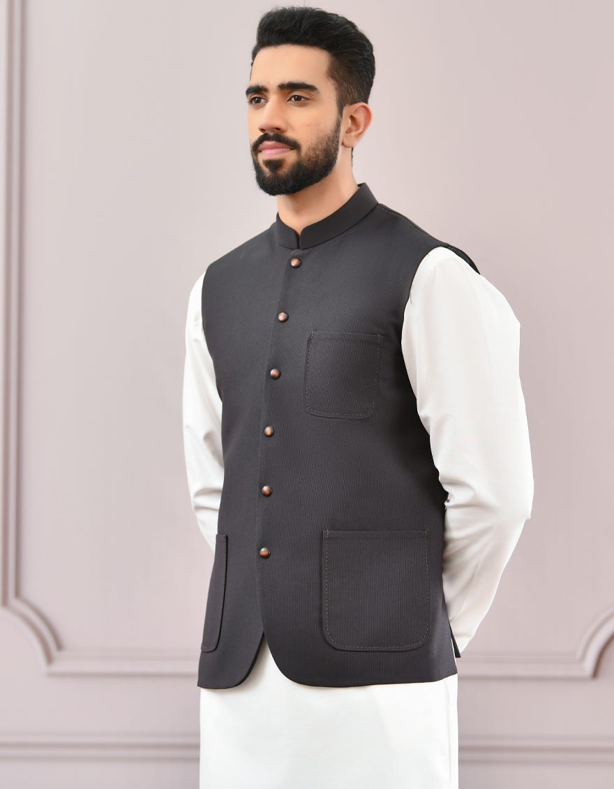 Dark Brown Waistcoat | Jjvc-44092