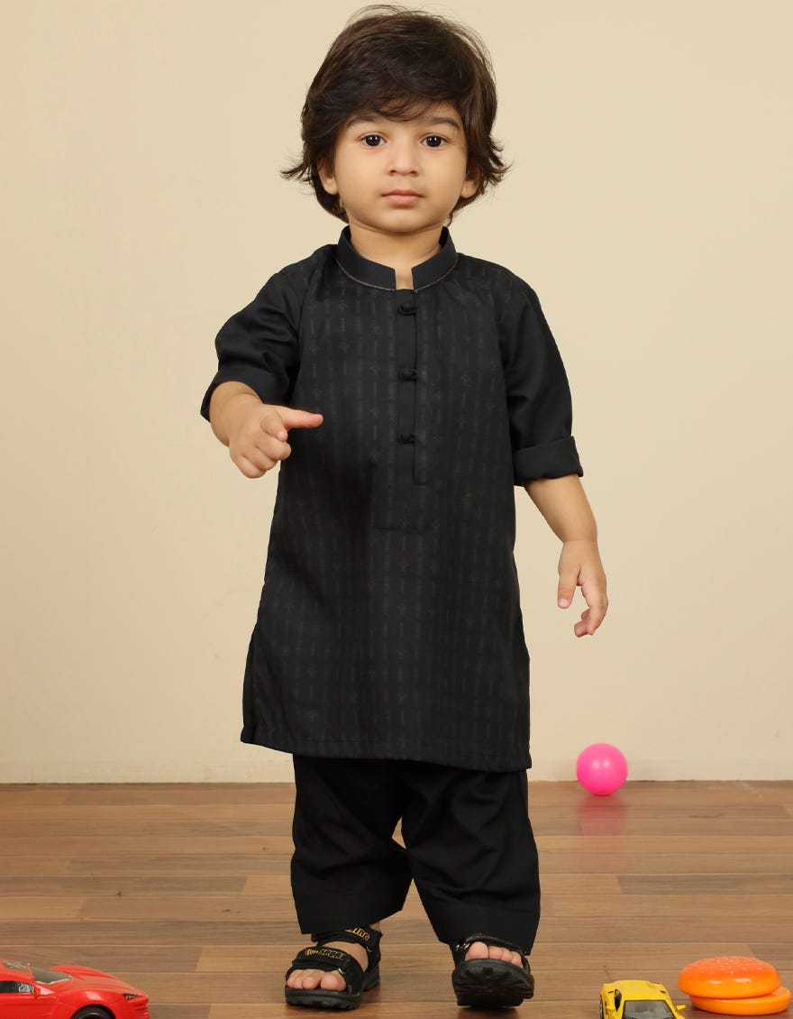 Black Blended Kameez Shalwar | Jjiks-44146