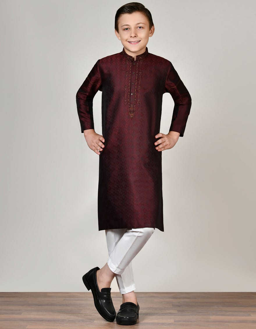 Red Formal Kid's Kurta | Jck-Sp-45003
