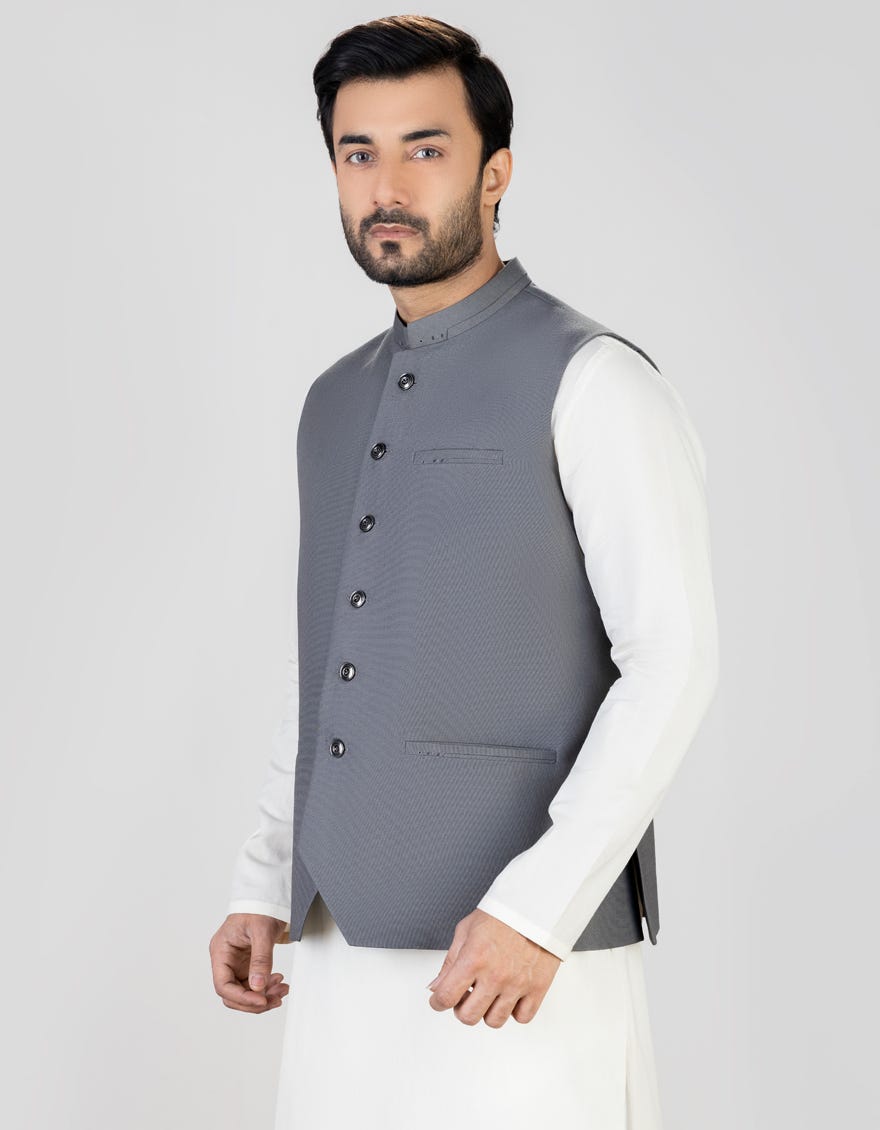 Pebble Grey Suiting Waistcoat | Jjvc-45010