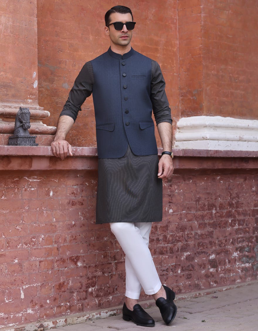 Midnight Blue Suiting Waistcoat | Jjvc-45014