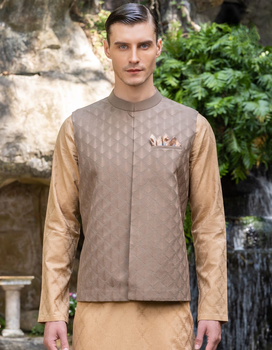 Brown Suiting Waistcoat | Jjvc-45017