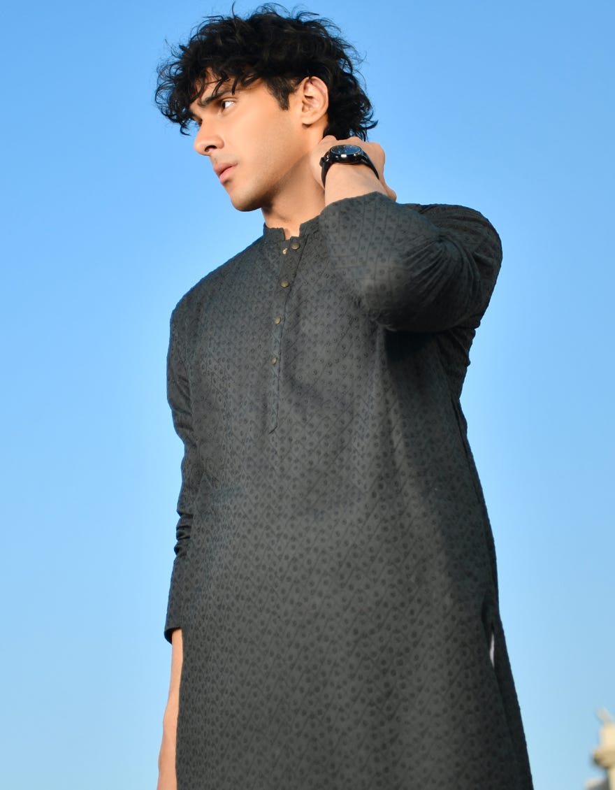 Green Cotton Men's Kurta Pajama | Jjkp-45213