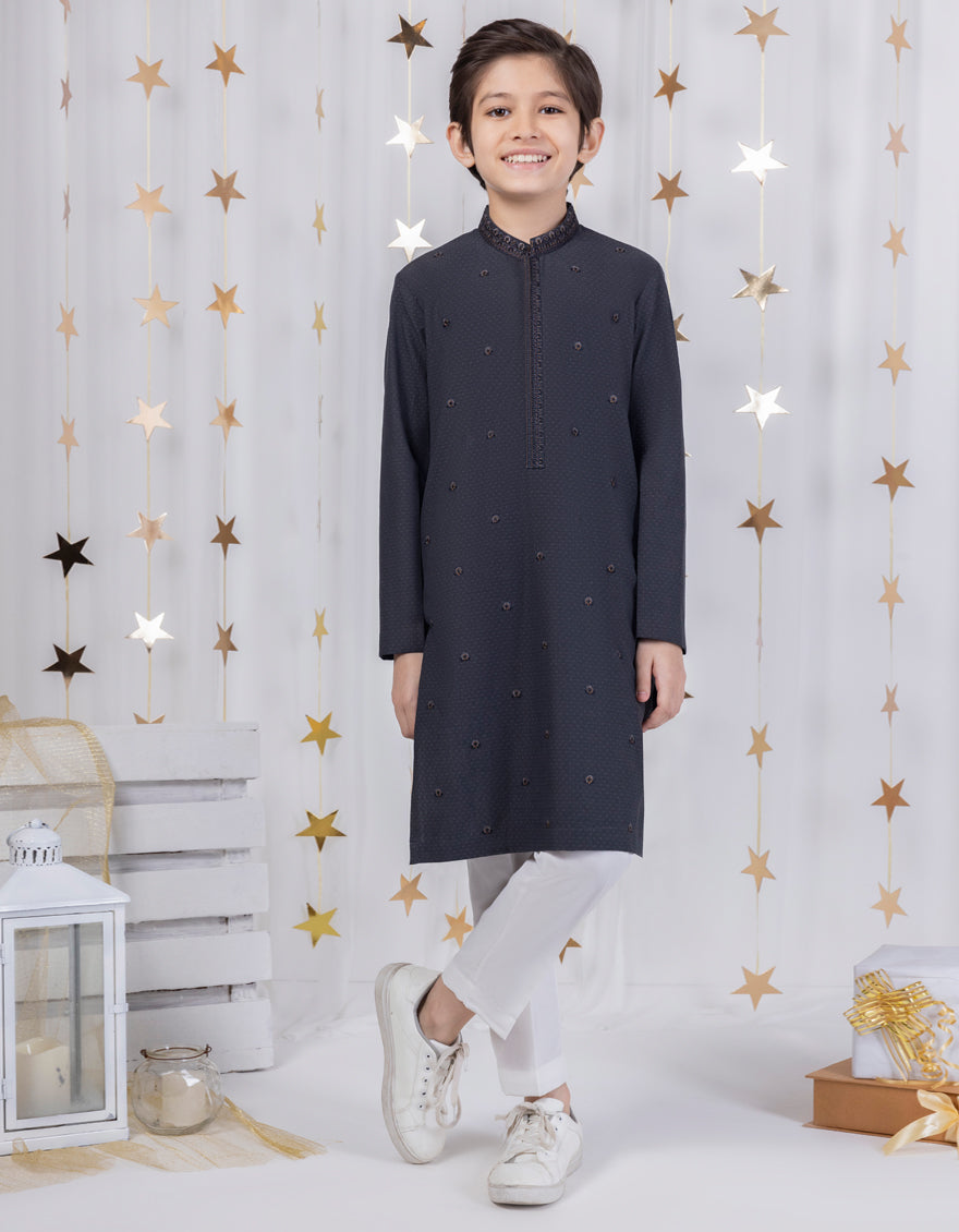 DEEP GREY COTTON FORMAL KURTA