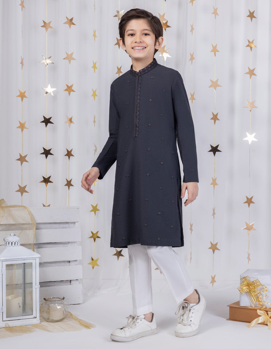 DEEP GREY COTTON FORMAL KURTA