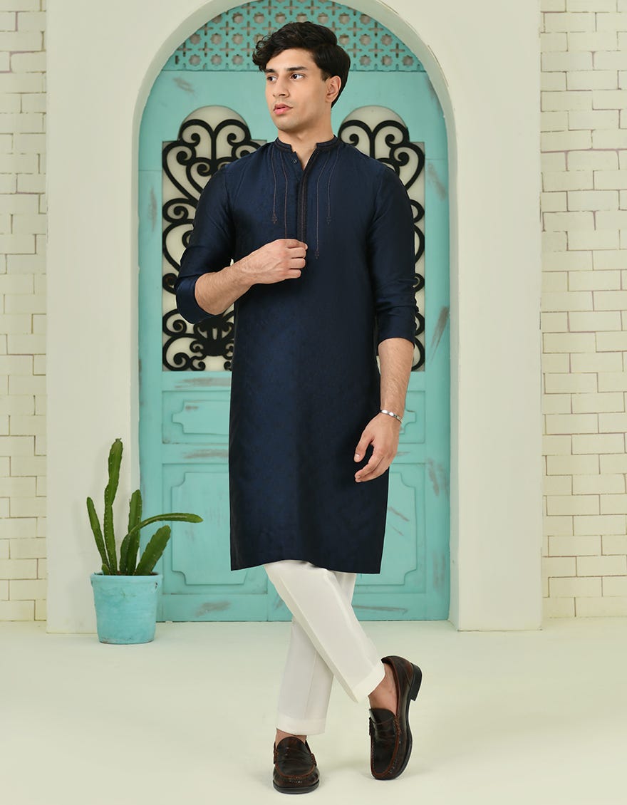 NAVY BLUE BLENDED SPECIAL KURTA