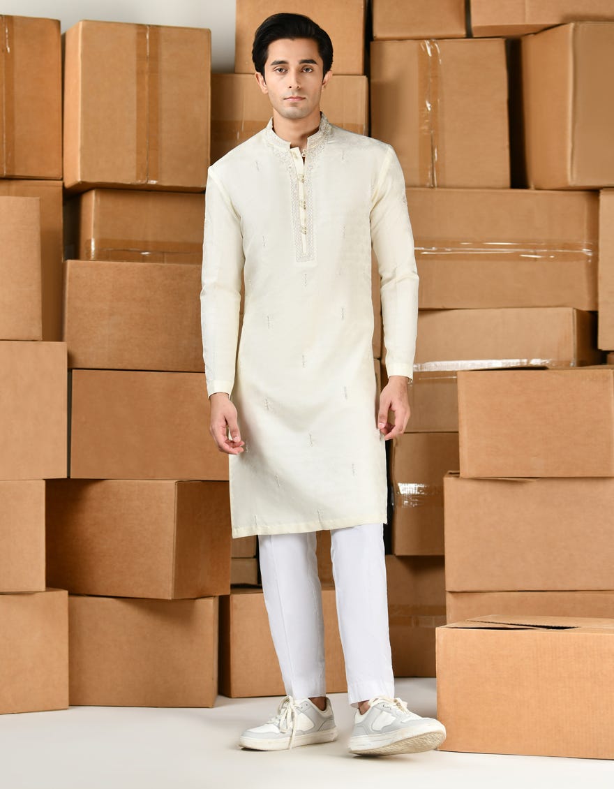CREAM BLENDED SPECIAL KURTA