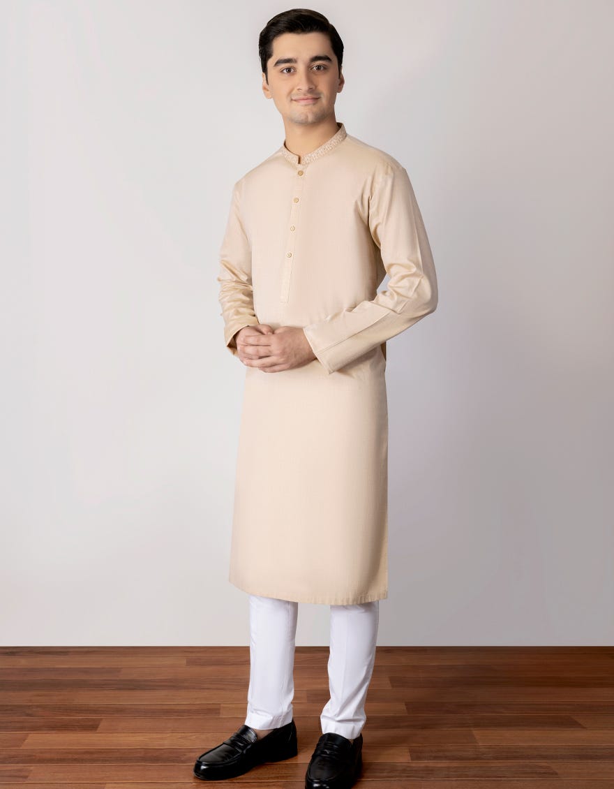 Sand Blended Teen Boy's Kurta | Jtk-A-46009
