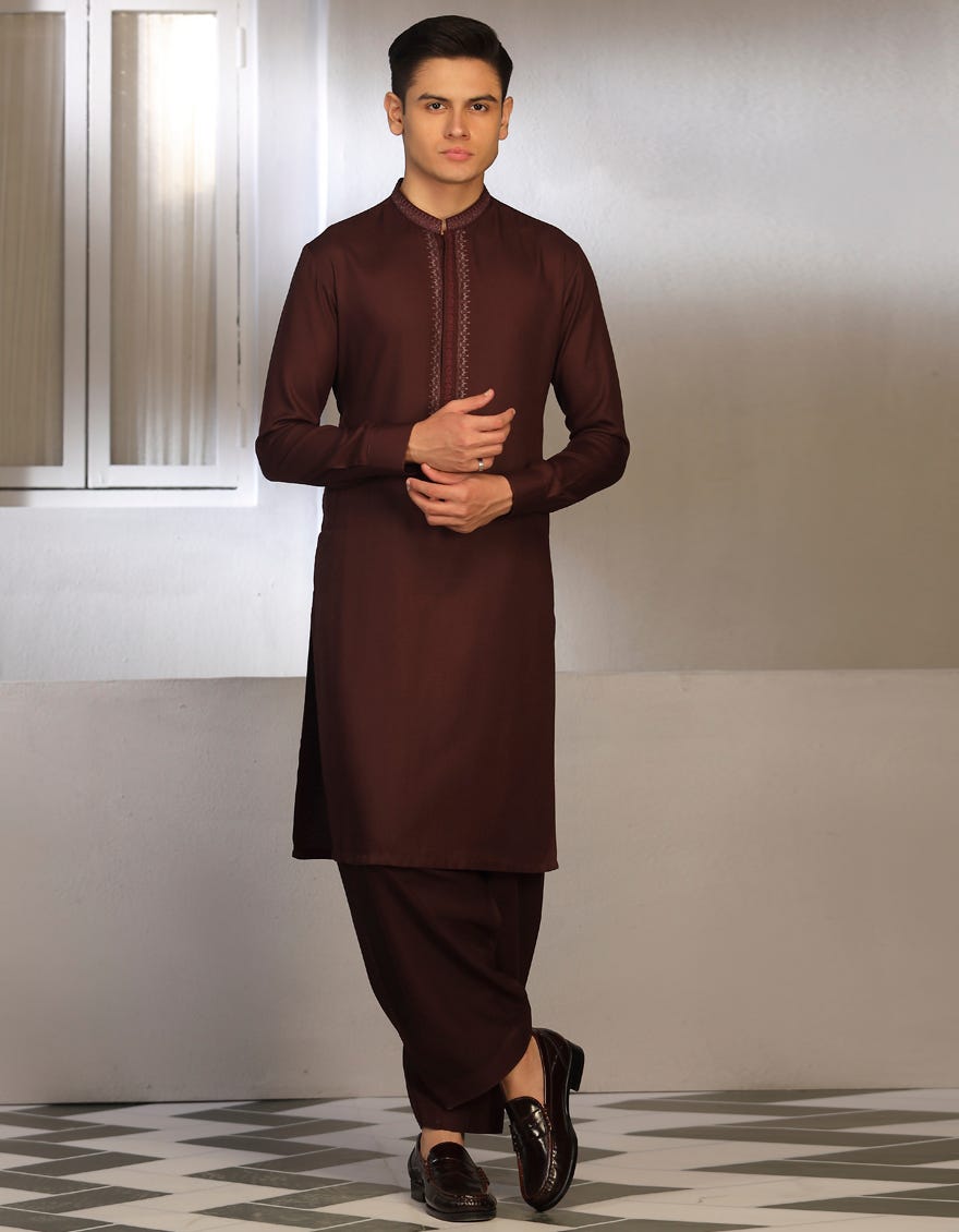 Plum Blended Teen Boy's Kameez Shalwar | Jtks-A-46010