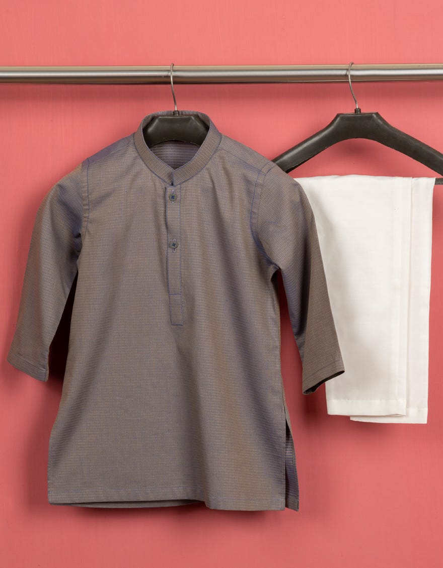 Greyish Blue Cotton Kameez Shalwar | Jjiks-A-46022