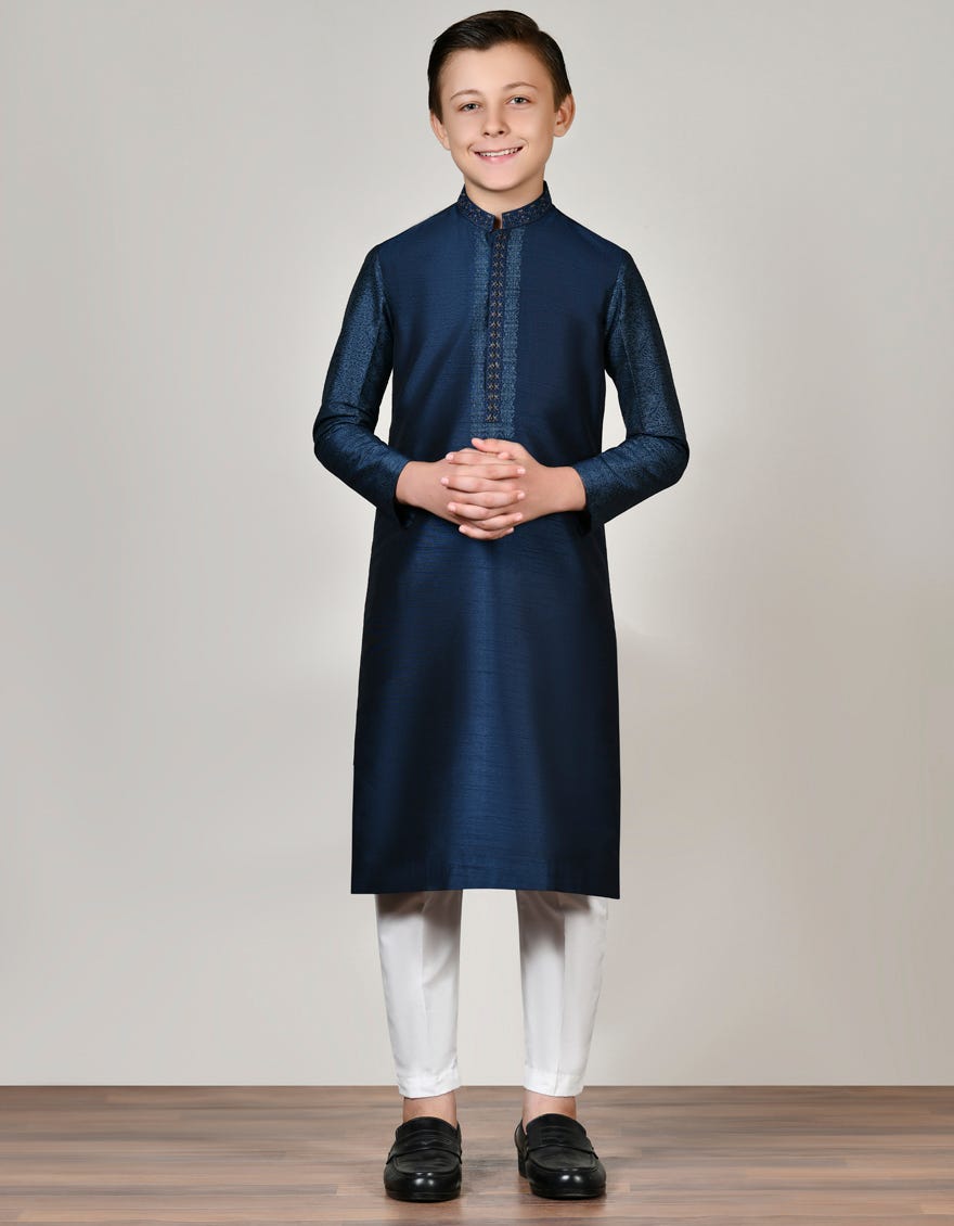 Blue Formal Kid's Kurta | Jck-Sp-46028
