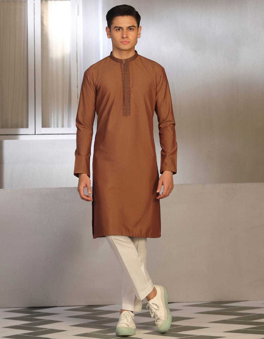 Rust Blended Teen Boy's Kurta | Jtk-A-46031