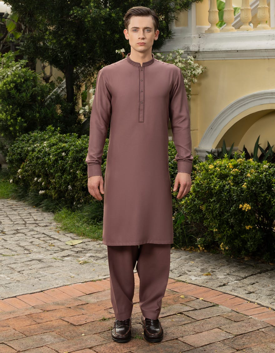 Coffee Brown Blended Teen Boy's Kameez Shalwar | Jtks-A-46037