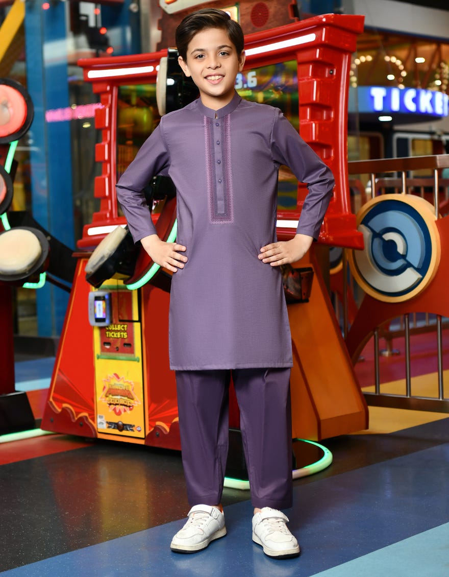 Purple Cotton Kid's Kameez Shalwar | Jcks-S-46052