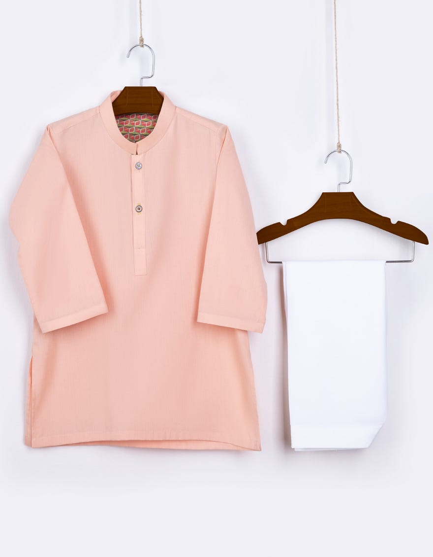 Peach Cotton Kameez Shalwar | Jjiks-A-46066