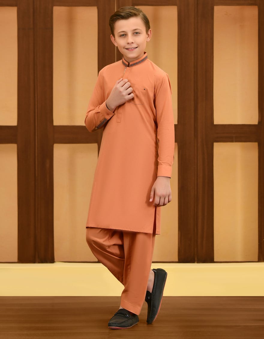 Orange Blended Kid's Kameez Shalwar | Jcks-S-46076
