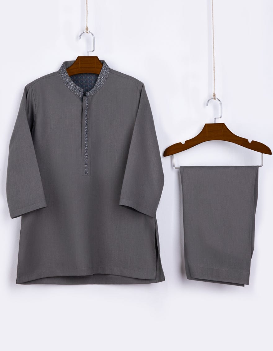Dark Olive Blended Kameez Shalwar | Jjiks-S-46081