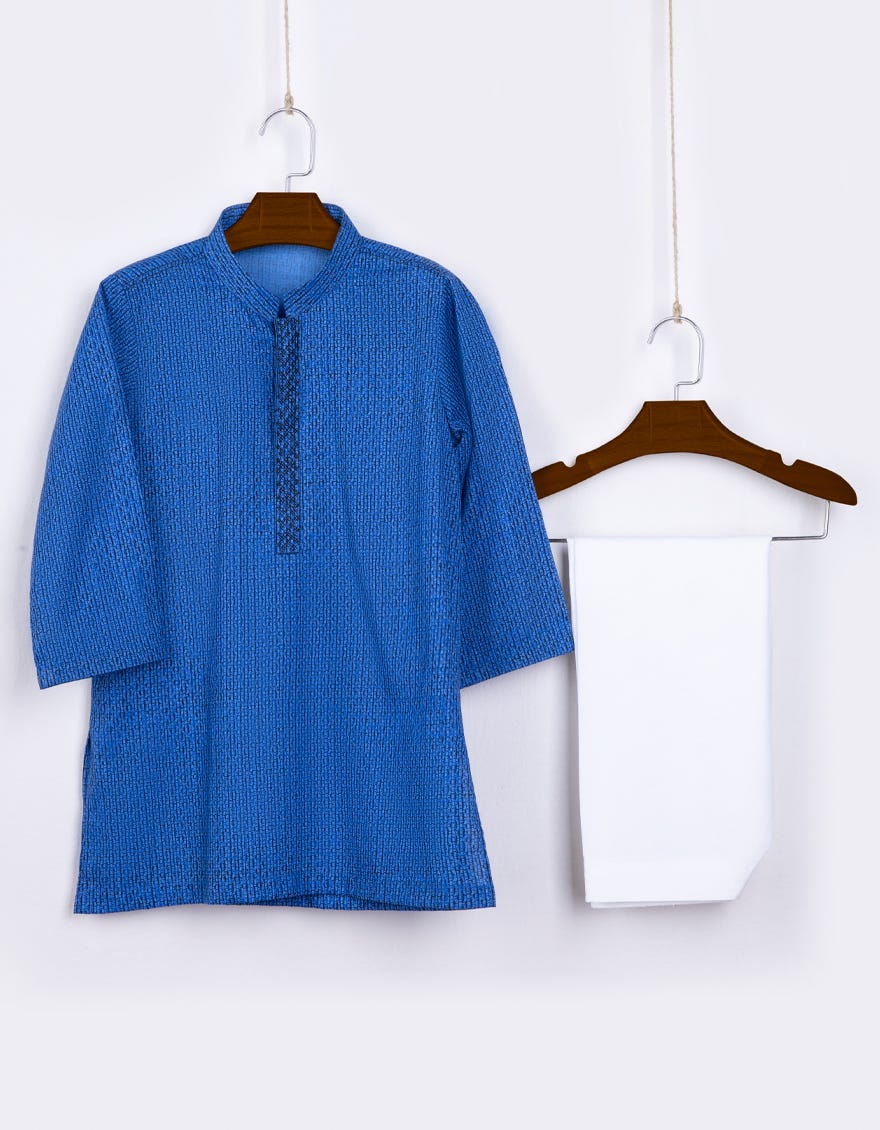 Blue Cotton Kameez Shalwar | Jjiks-S-46087