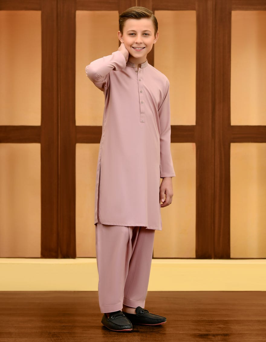 Light Pink Blended Kid's Kameez Shalwar | Jcks-S-46097