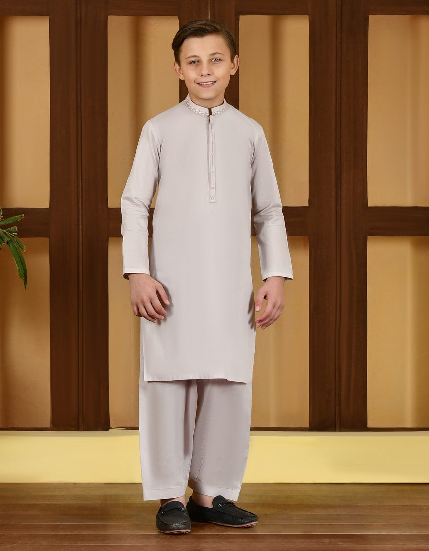 Powder Pink Cotton Kid's Kameez Shalwar | Jcks-S-46104