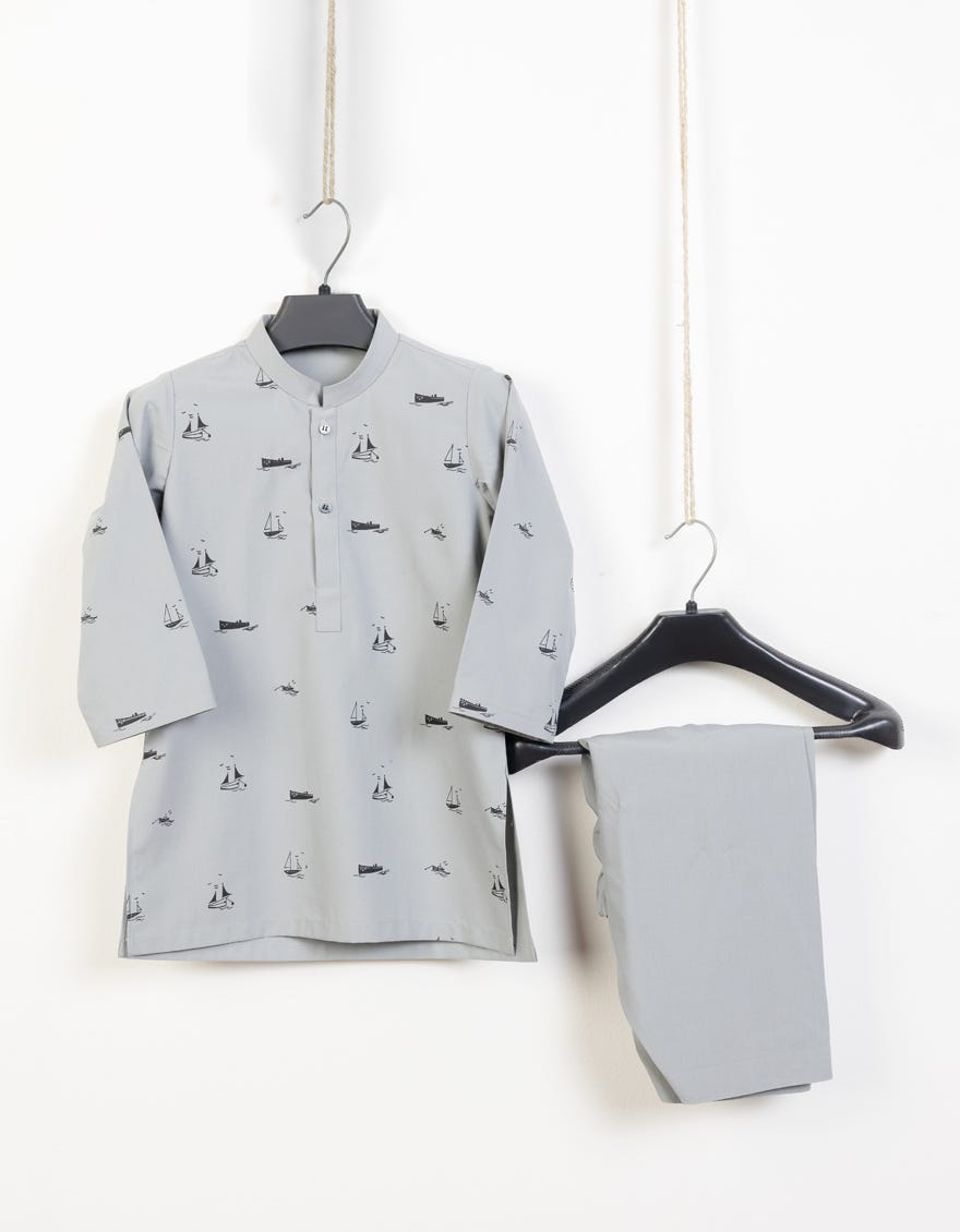 Grey Blended Kameez Shalwar | Jjiks-S-46105
