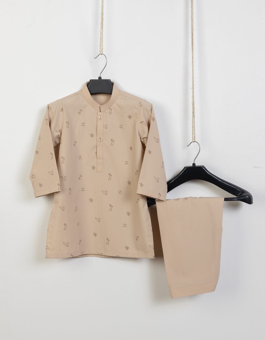 Beige Blended Kameez Shalwar | Jjiks-S-46106