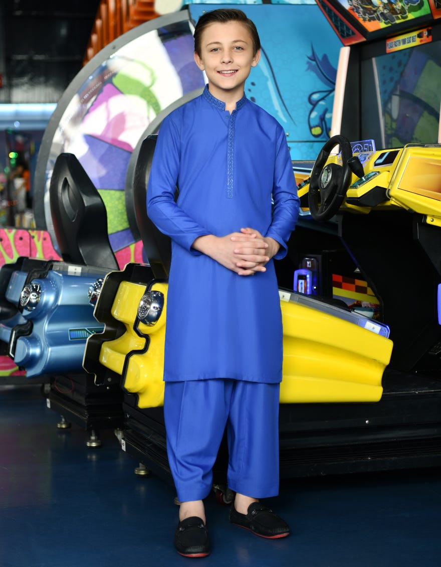 Royal Blue Blended Kid's Kameez Shalwar | Jcks-A-46128