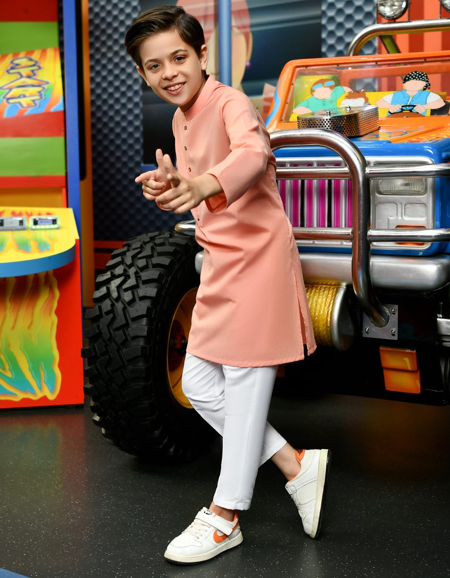 Pink Cotton Kid's Kurta | Jck-S-46129