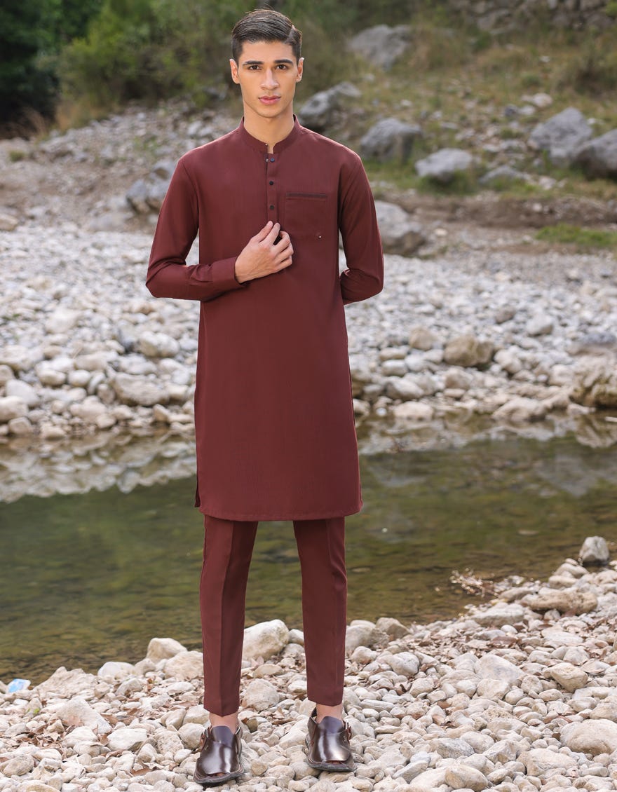 Red Polyester Kurta Pajama | Jtkp-S-46164