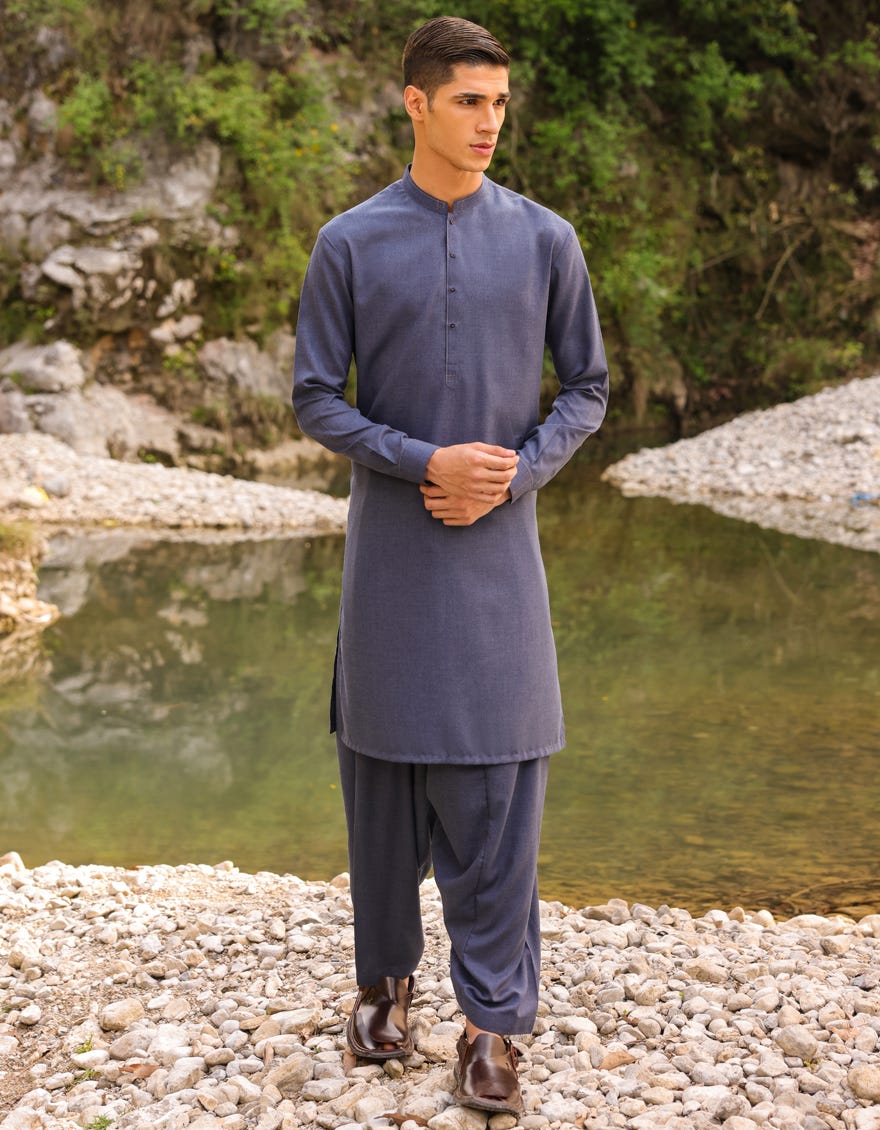Blue Blended Teen Boy's Kameez Shalwar | Jtks-S-46177
